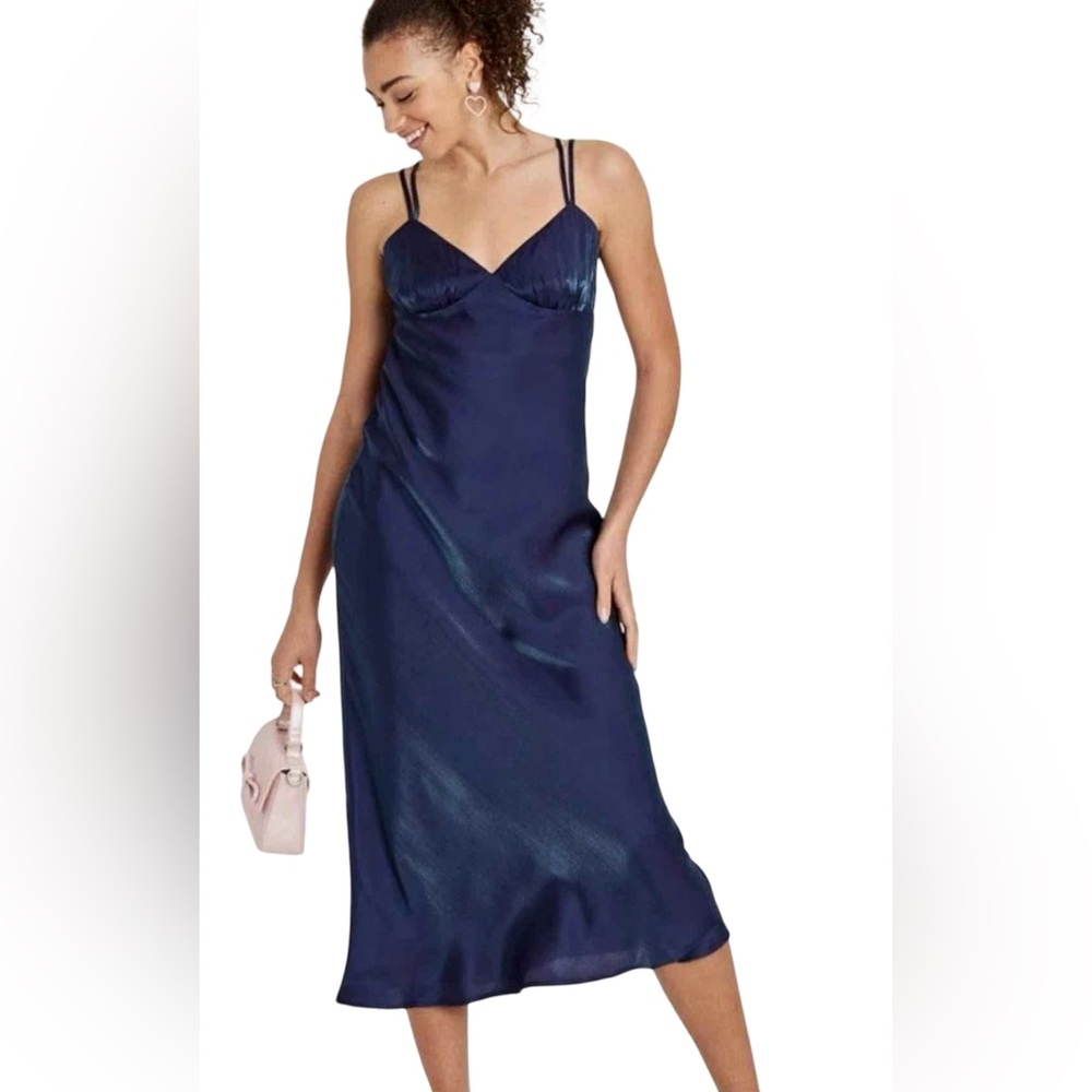 **NEW‼️ WILD FABLE WOMEN'S BLUE IRIDESCENT MAXI SLIP DRESS**